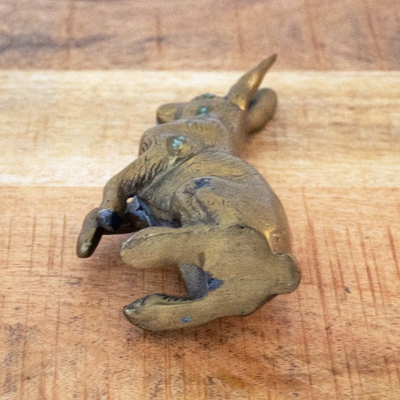 Image 1 of Vintage, massieve messingkleurig metalen haasfiguur: Mid century 1960s stijl