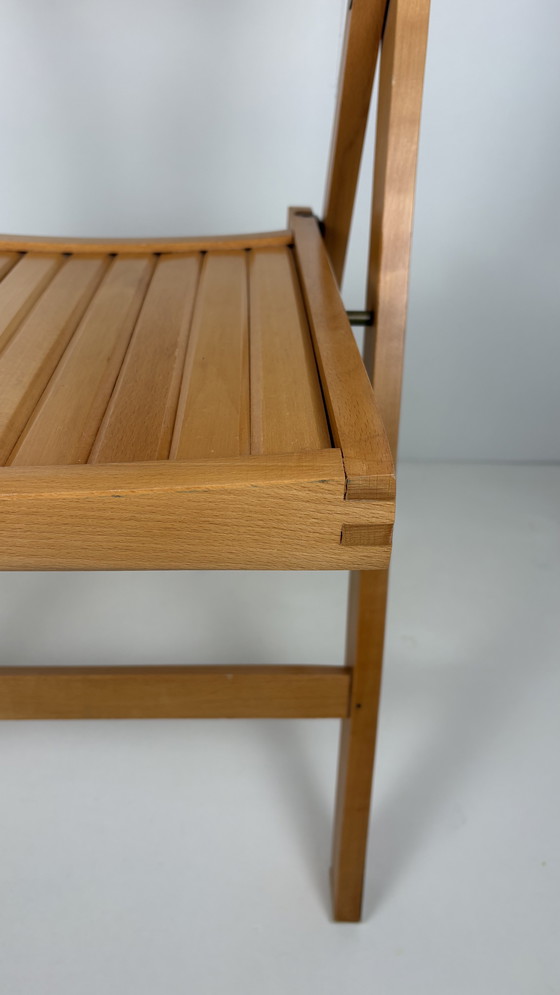 Image 1 of Vintage Japandi bistro folding chair wood 70s slatted seat