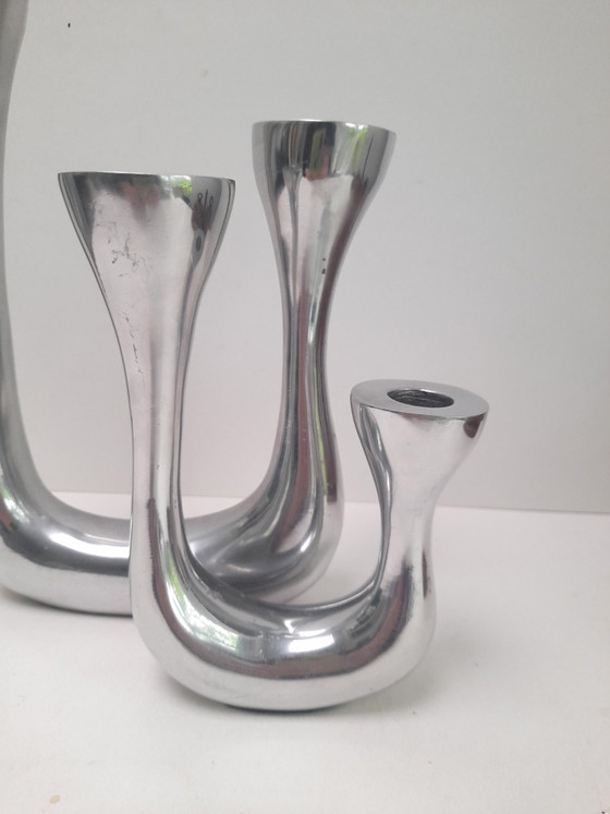 Image 1 of Paar Doppelkerzenständer aus Aluminiumguss