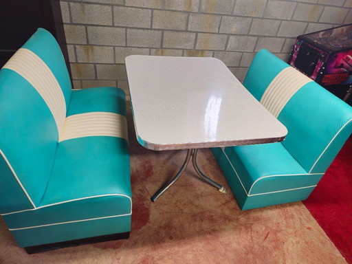 Vintage americana fifties style turquoise sofa set