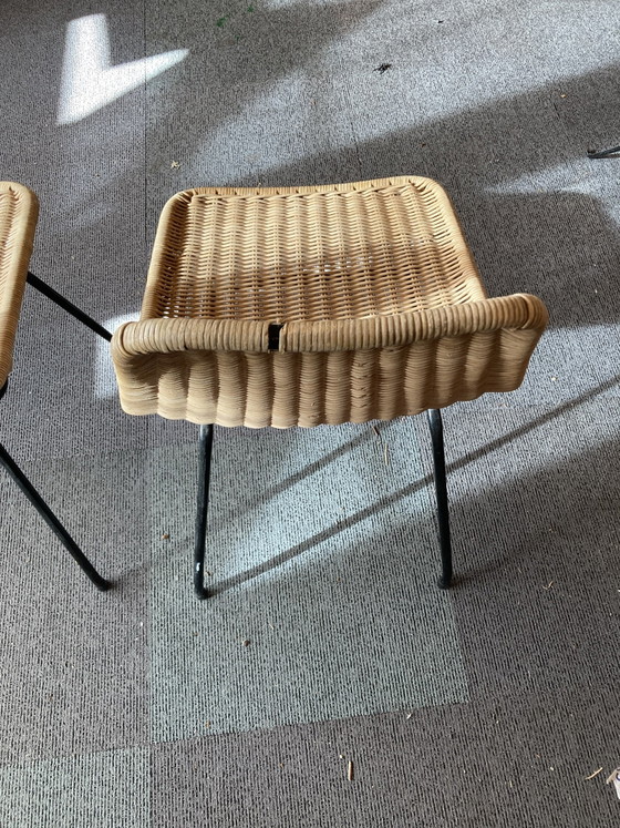 Set of 2 Vintage Rattan Chairs, 50s/60s, Mid-Century, Chairs and lounge chairs, Metal, Beige (photo 3 of 7)