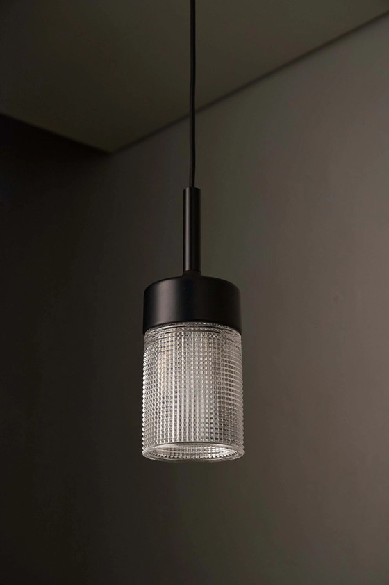 Black Model "7480" Structured Glass Pendant by Cosack, Cosack Leuchten, Ceiling lights, Metal (photo 2 of 7)
