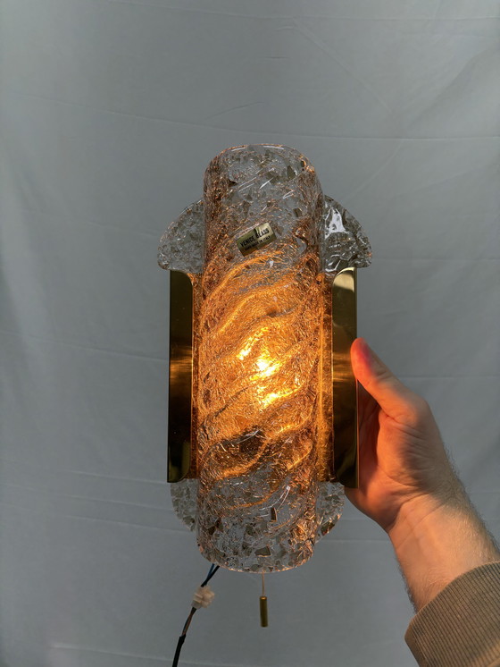 Image 1 of Ensemble vintage de lampes murales en verre de Murano et laiton Kaiser Leuchten
