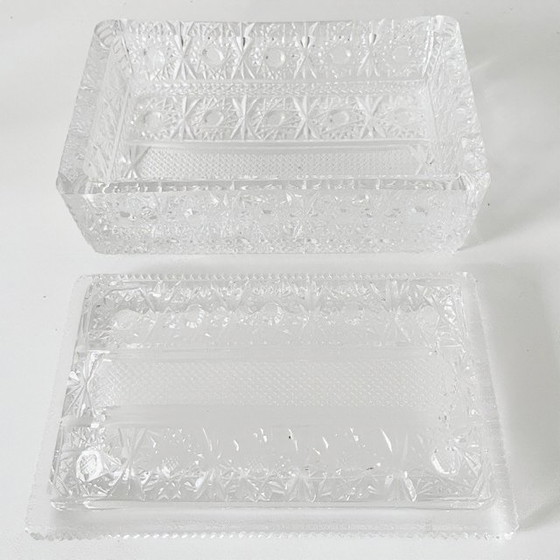 Image 1 of Portagioie XL Art Déco francese vintage in cristallo tagliato, anni '30