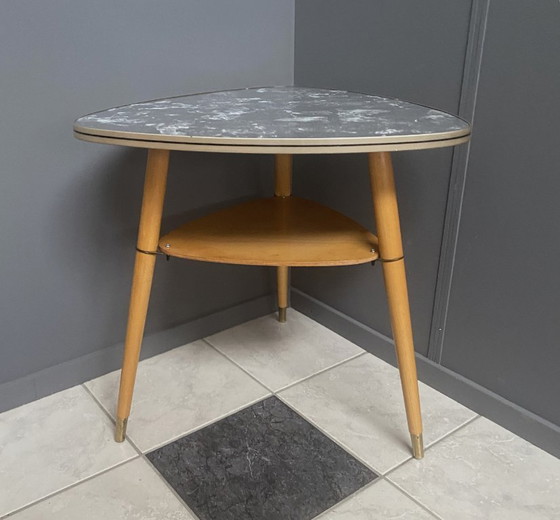 Image 1 of plectrum shaped 1960s formica coffee table