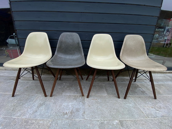 Image 1 of Set of 4 Eames Herman Miller Vintage DSW Fiber Walnut Chairs