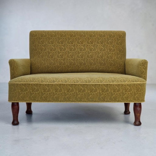 1950s, Danish 2-seater sofa, green furniture wool fabric.