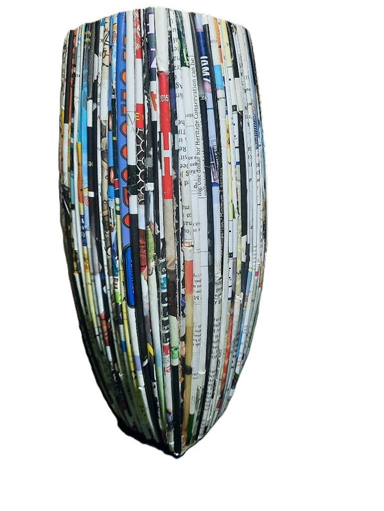 Image 1 of Unique Handmade Ceramic Vase 'Gari' – Indonesian Ceramic Artwork with Recycled Paper