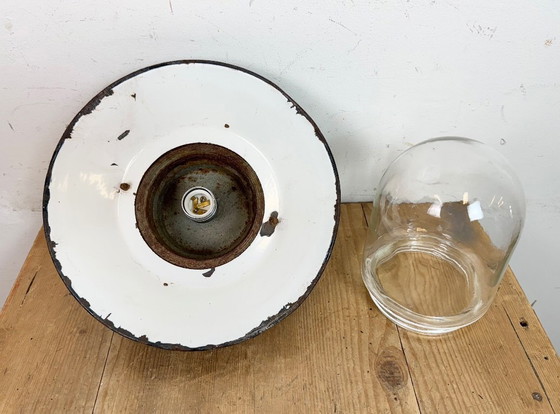 Image 1 of Green Enamel and Cast Iron Industrial Pendant Light, 1960s