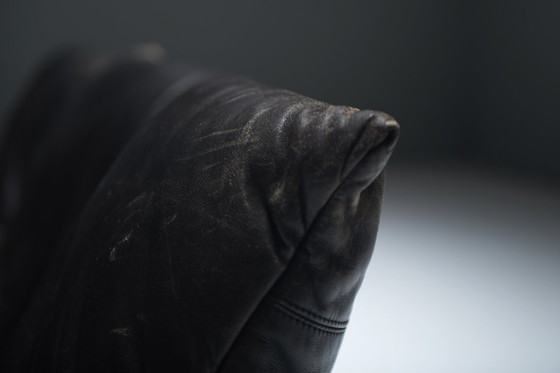 Image 1 of  Very rare black leather cantilever Easy Chairs by Gerard van den Berg - Montis