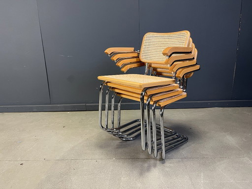 Set van 4 stapelbare vintage fauteuils in Marcel Breuer-stijl, gemaakt in Italië, jaren 70.