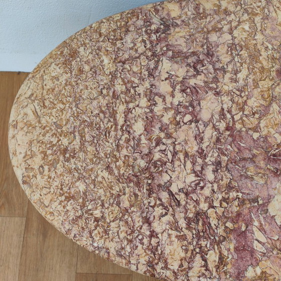 Image 1 of Vintage Oval Wooden coffee table with onyx marble top