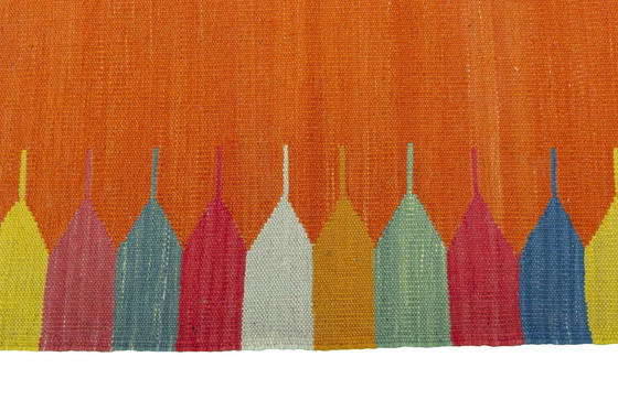 Image 1 of Kilim Fars moderno tessuto a mano – 85 x 87 cm – Design colorato su arancione – 100% lana