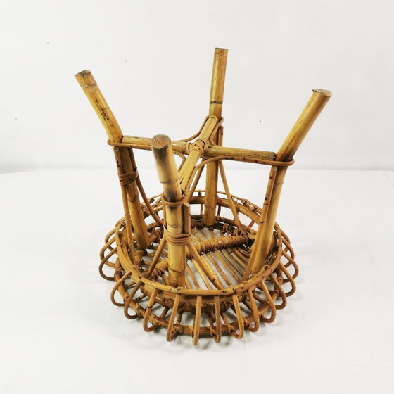 Image 1 of Kruk van rotan en bamboe, ontworpen door Franco Albini, Italië, jaren 60.