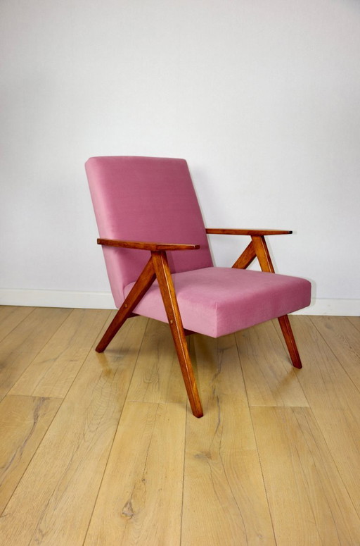 Poltrona vintage B-310 VAR rosa Jade strutturale anni '70