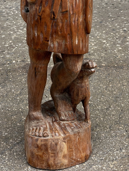 Art Africain - Sculpture bois année H 80 cm - 1920-1930 - Hunter man