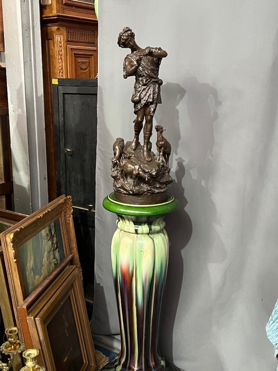 Sculture in bronzo di un pastore con pecore, Marrone, Figuratief (foto 9 di 9)