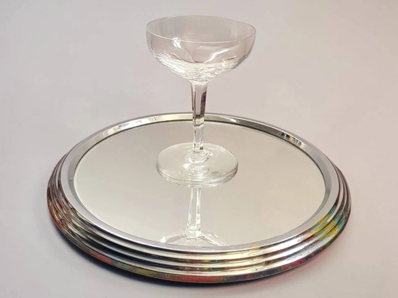 Rundes Tablett aus Chrommetall D.27 – Tischdekoration, Art Deco (photo 6 of 7)