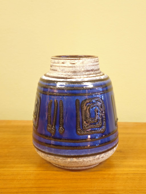 Vintage West Germany Fatlava Vase Vase Blue Brown
