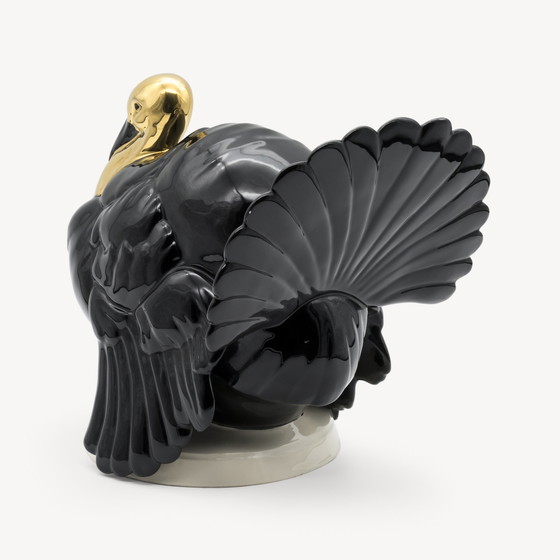 Image 1 of Goebel Westdeutschland – Große schwarz-goldene Truthahnskulptur (Modell 32060-22)