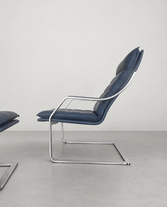 2x Fauteuils Lounge Komet Vintage ArtCollection et Ottoman – rvs, Leather (photo 3 of 15)