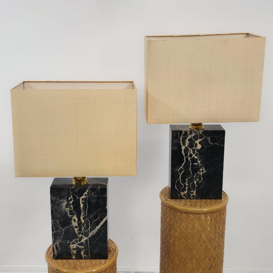 Image 1 of Set aus 2 wunderschönen schweren Marmorlampen aus den 1960er Jahren.