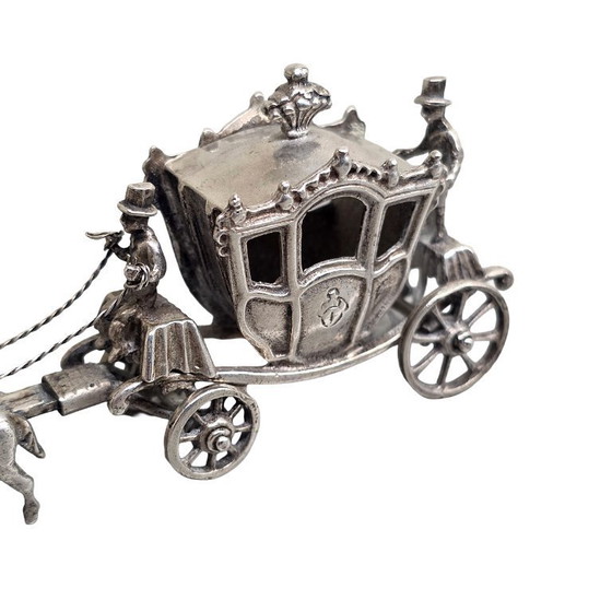 Image 1 of Niederländische Miniatur-Goldene Kutsche aus Silber, 2. Hälfte des 20. Jahrhunderts