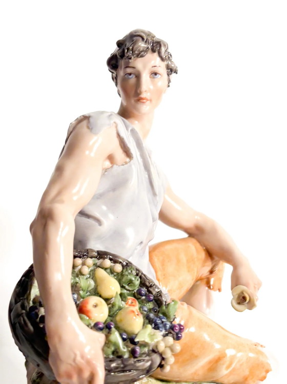 1958 Giuseppe Cappè Capodimonte Porcelain Farmer Sculpture – Barok (photo 5 of 9)