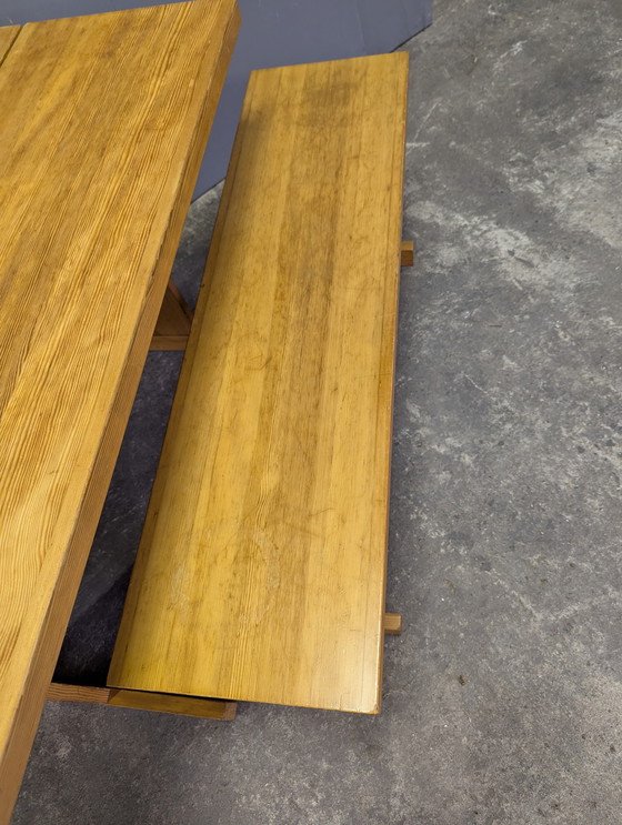 Image 1 of Vintage wooden dining table with bench Taapiovaara