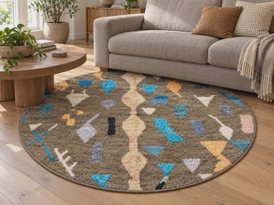 Handmade Round Berber Wool Rug 170/170cm, Rugs & carpets, Black (photo 3 of 5)