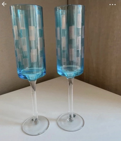 2 flûte Art Déco per champagne / vino / acqua