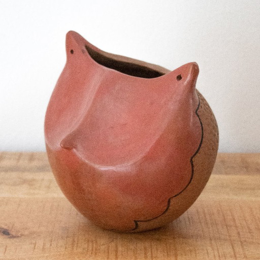 Abstract Terracotta Owl Vase
