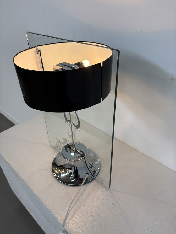 Image 1 of Vintage bijzondere designlamp, Chrome, glas en metaal 