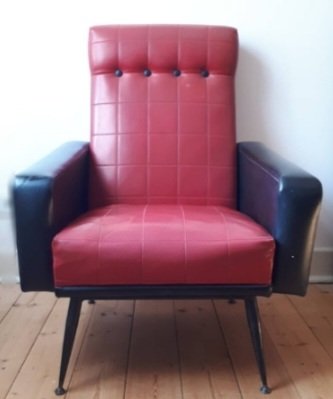 Vintage Rockabilly fauteuil – Metal, Skai