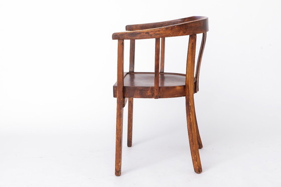Image 1 of Vintage Armchair 1950s Germany, Beech Wood, Mid Century Accent Chair, Wooden Arm Chair