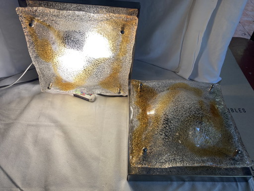 Coppia di applique d'epoca in vetro di Murano