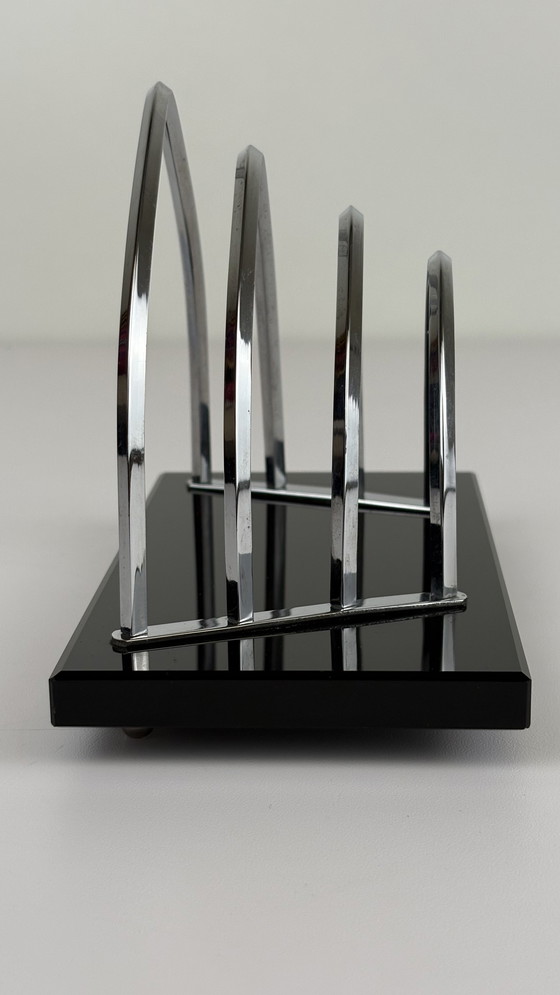 Image 1 of Vintage / antieken brievenstandaard enveloppe houder chroom glas 