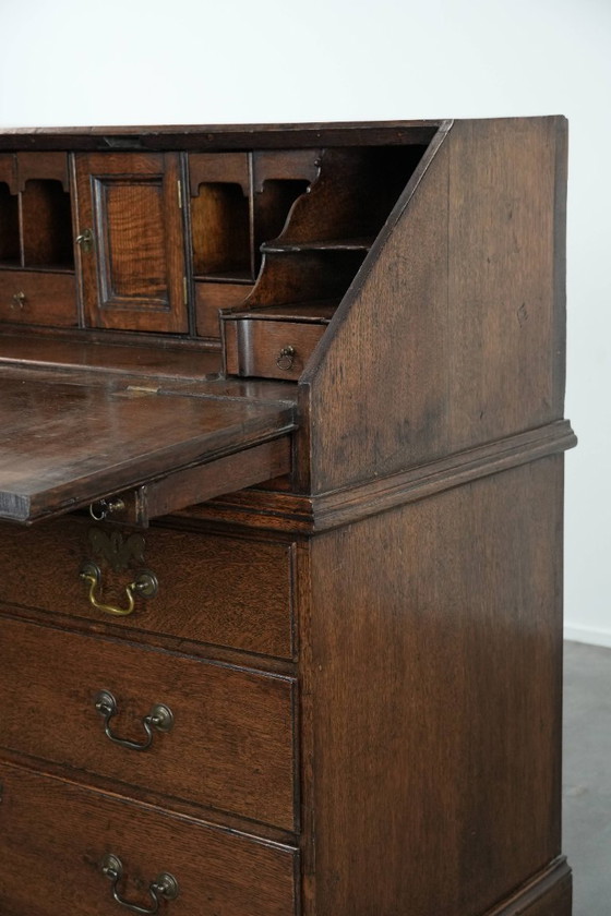 Image 1 of Commode/bureau/commode anglaise ancienne en chêne du XVIIIe siècle