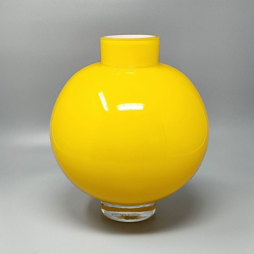 1970s Mid-Century Yellow Vase by Ind. Vetraria Valdarnese. Made in Italy