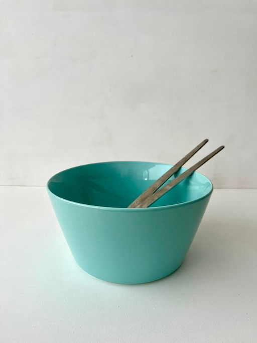 Bol Arabia Tilda Finland turquoise vintage milieu du siècle, bol à salade, bol de service, bol en porcelaine