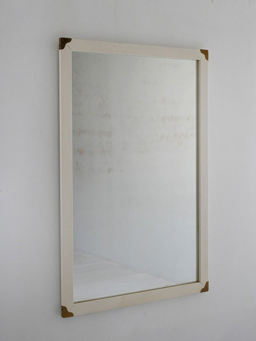 Scandinavian vintage mirror white with brass angles