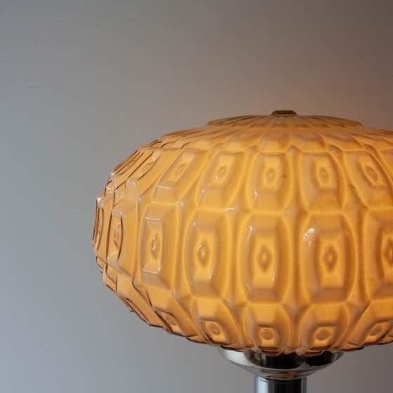 Image 1 of 1940s Portuguese Art Deco Table Lamp with Gray Opaline Shade