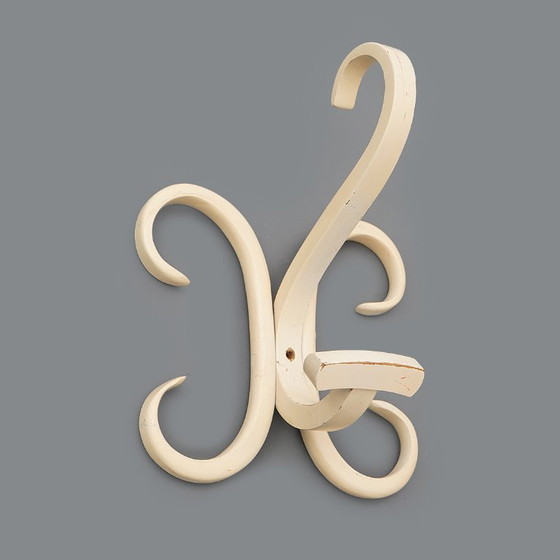 Image 1 of White curved wood coat hook, 1960s