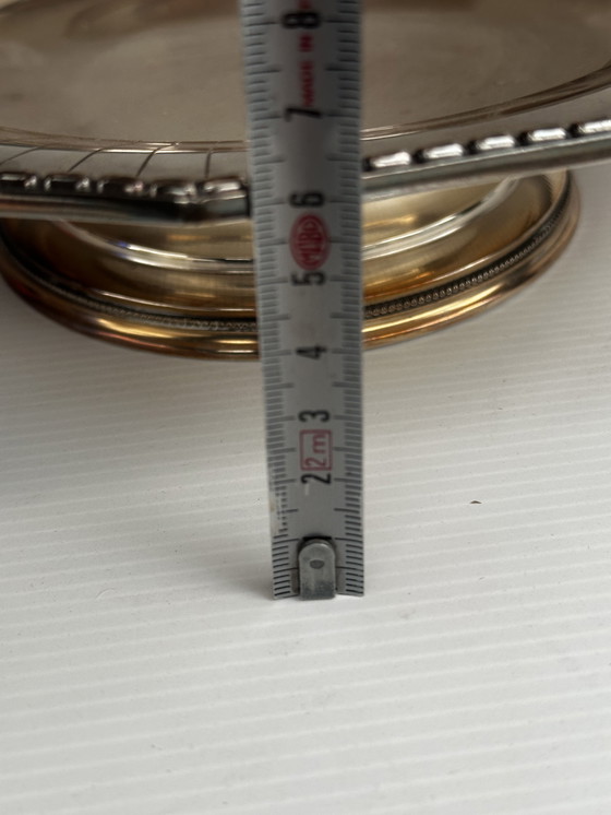 Image 1 of Coupe - Centre de Table Art-Déco en Métal Argenté Forme Octogonale