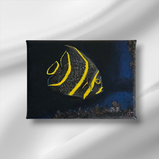 Peinture acrylique poisson/océan 13X18 Cm