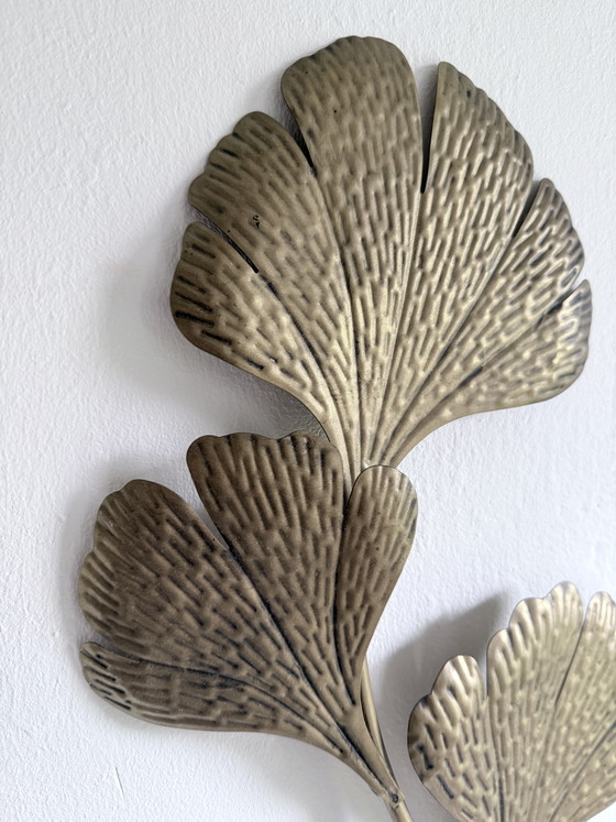 Image 1 of Mid-Century metal Ginkgo wall sculpture