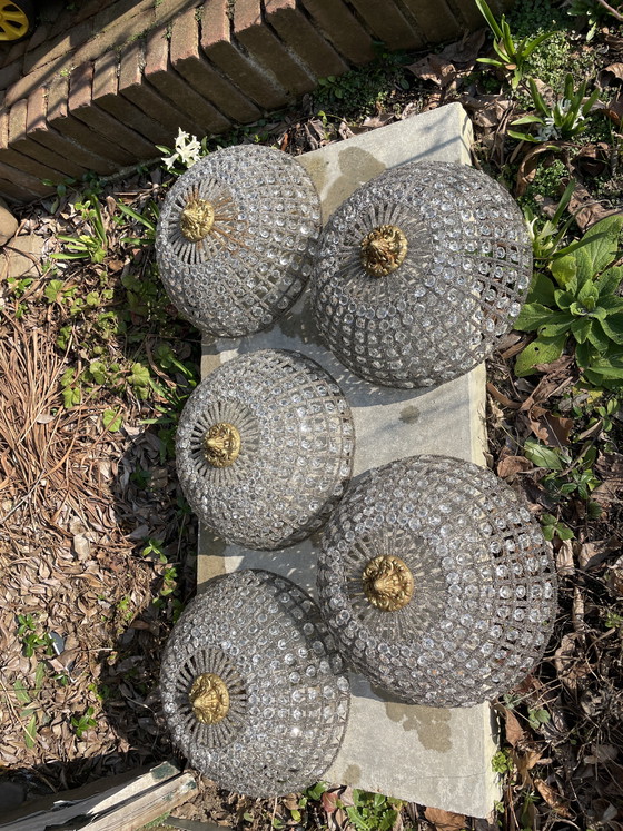 Image 1 of Pair of 2 XL wall lights French Louis XVI style cristal baskets 