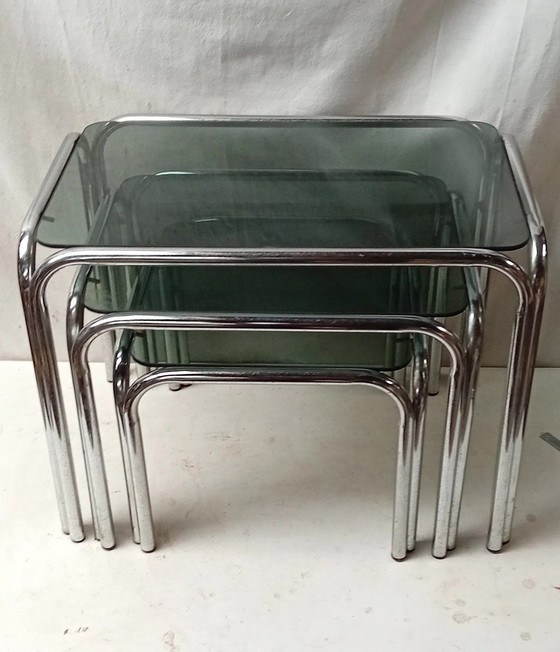 Image 1 of Tables gigognes vintage en chrome