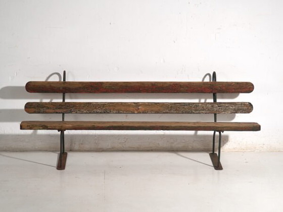 Panca antica in ferro e legno di pino – Europa Centrale, circa 1920 – Panche, Iron, Rustic (photo 31 of 40)