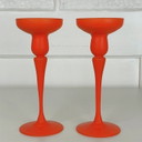 Set di candelieri in vetro arancione di J.G. Durand